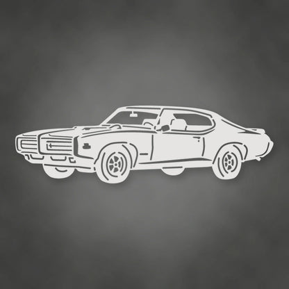 Pontiac Gto Judge 1969 Metal Wall Sign shown in Gloss White powder coat finish.