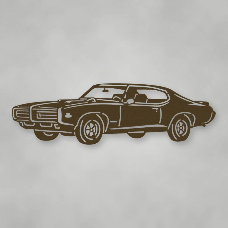 Pontiac Gto Judge 1969 Metal Wall Sign shown in Metallic Bronze powder coat finish.