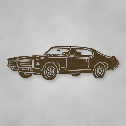 Pontiac Gto Judge 1969 Metal Wall Sign shown in Metallic Bronze powder coat finish.