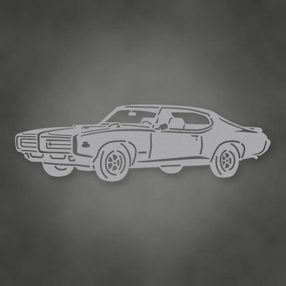 Pontiac Gto Judge 1969 Metal Wall Sign shown in Metallic Silver powder coat finish.