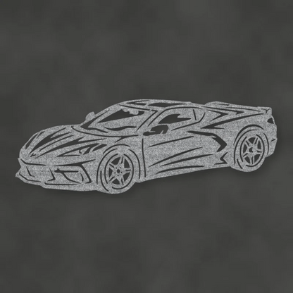 Chevrolet Corvette 2020 Metal Garage Sign Raw Steel / Rust animated finish preview Shopify Ready.