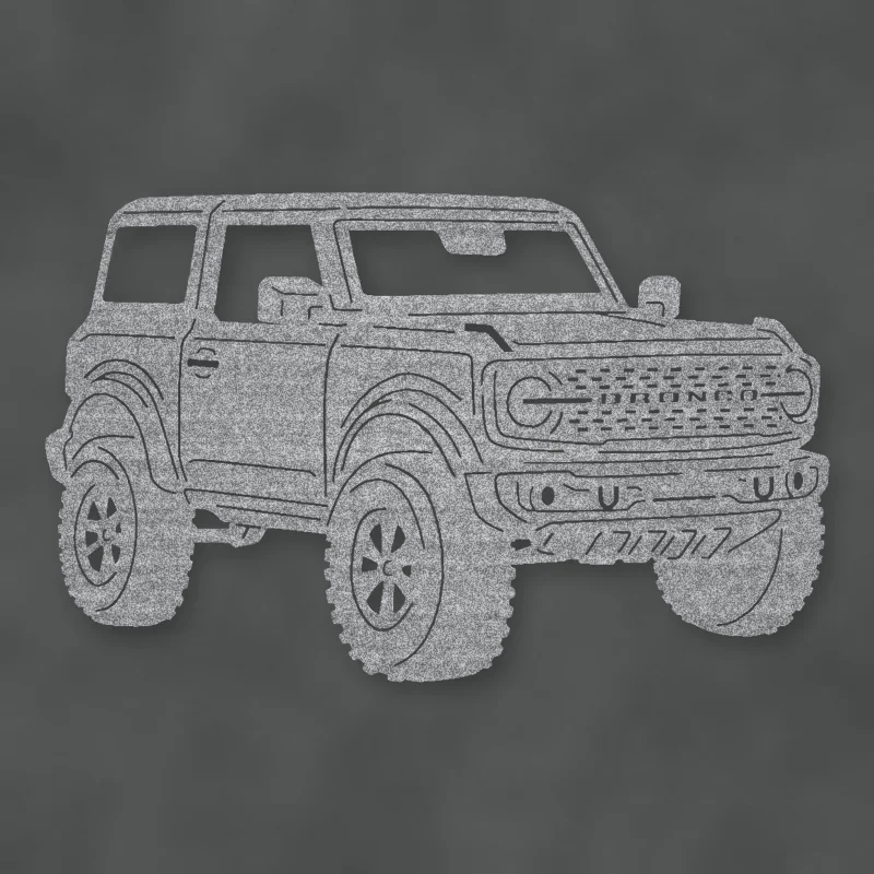 Ford Bronco 2021 Two Door Metal Sign Raw Steel / Rust animated finish preview Shopify Ready.
