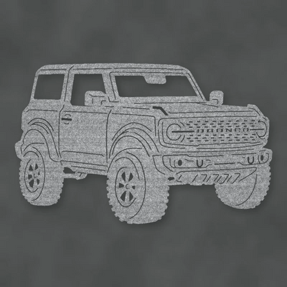 Ford Bronco 2021 Two Door Metal Sign Raw Steel / Rust animated finish preview Shopify Ready.