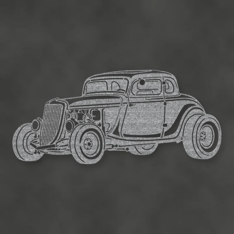 1934 Ford Coupe Hot Rod Silhouette Raw Steel / Rust animated finish preview Shopify Ready.