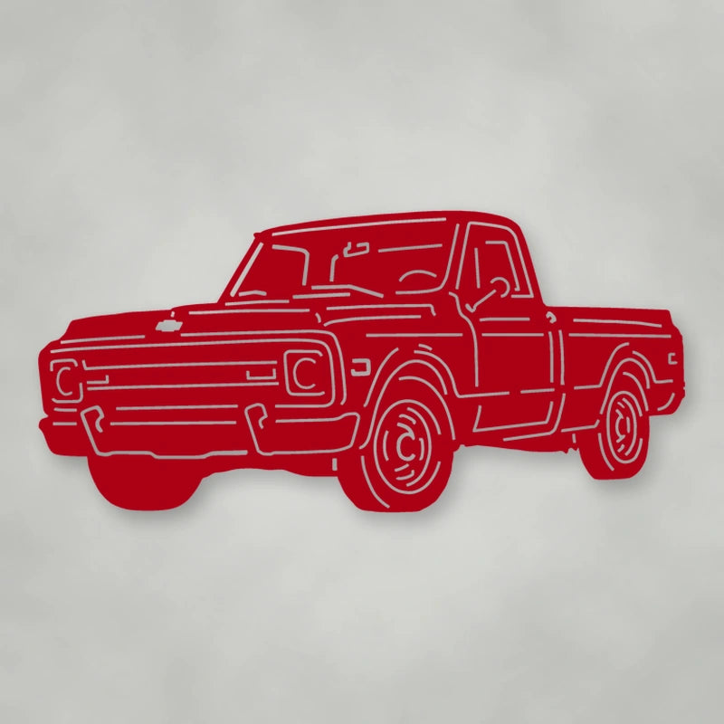 Truck Silhouette 1970 Chevy C10 Pickup shown in Gloss Red powder coat finish.