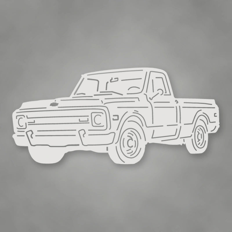 Truck Silhouette 1970 Chevy C10 Pickup shown in Gloss White powder coat finish.