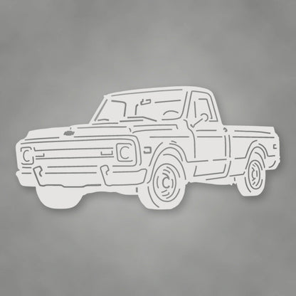 Truck Silhouette 1970 Chevy C10 Pickup shown in Gloss White powder coat finish.