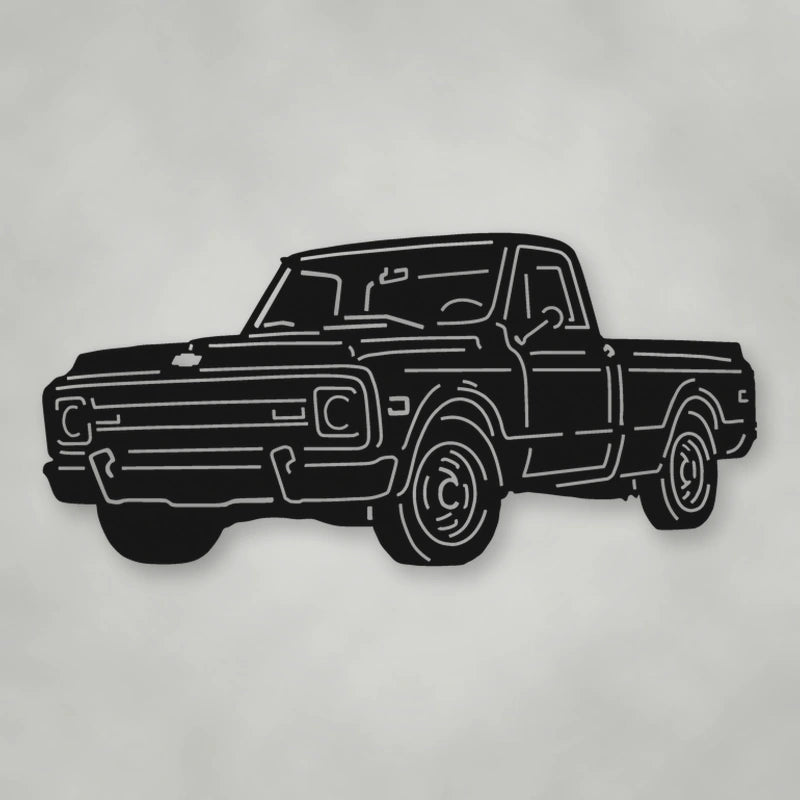 Truck Silhouette 1970 Chevy C10 Pickup shown in Matte Black powder coat finish.