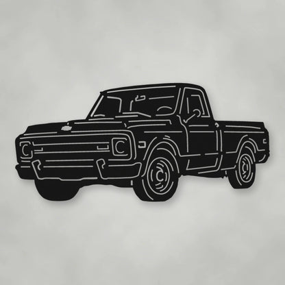 Truck Silhouette 1970 Chevy C10 Pickup shown in Matte Black powder coat finish.