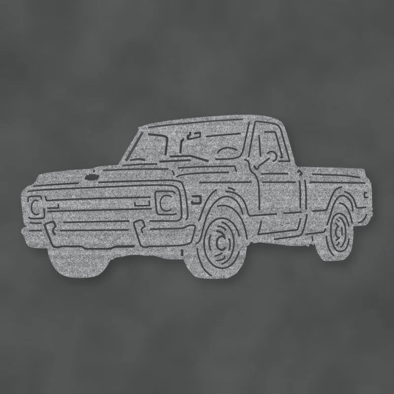 Truck Silhouette 1970 Chevy C10 Pickup Raw Steel / Rust animated finish preview Shopify Ready.