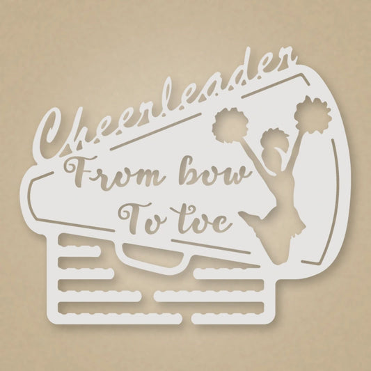 Megaphone Cheerleader Hair Tie Hanger shown in Gloss White powder coat finish.