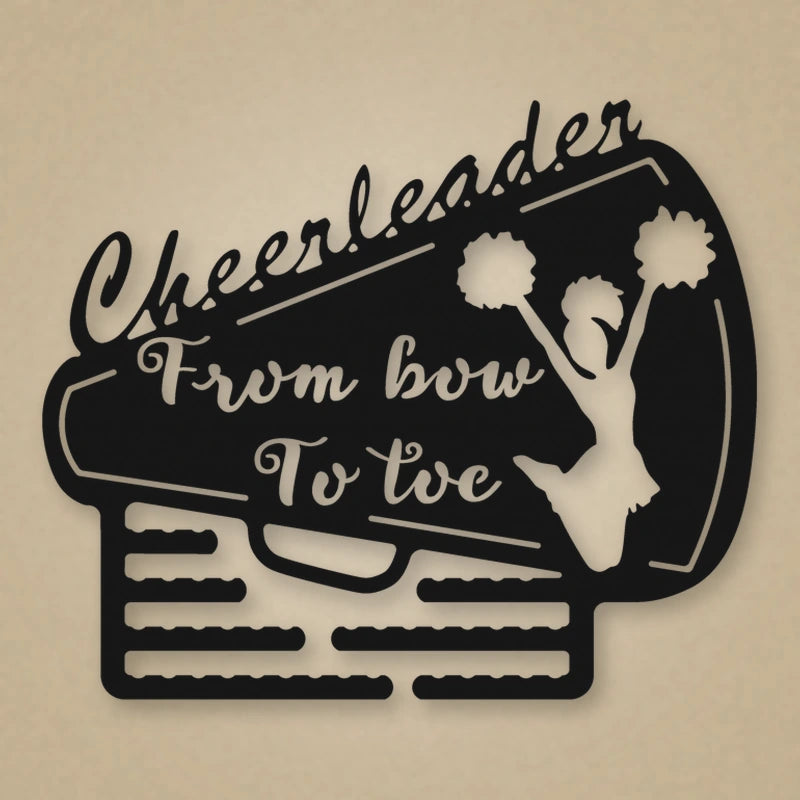 Megaphone Cheerleader Hair Tie Hanger shown in Matte Black powder coat finish.