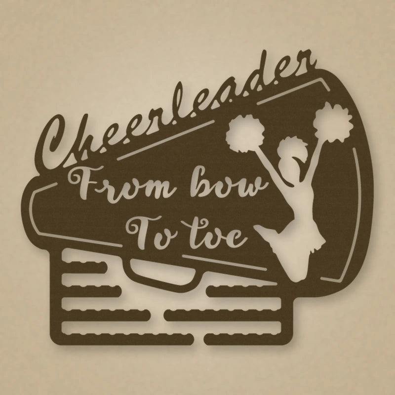 Megaphone Cheerleader Hair Tie Hanger shown in Metallic Bronze powder coat finish.