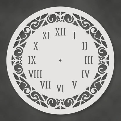 Classic Roman Numeral Metal Wall Clock shown in Gloss White powder coat finish.
