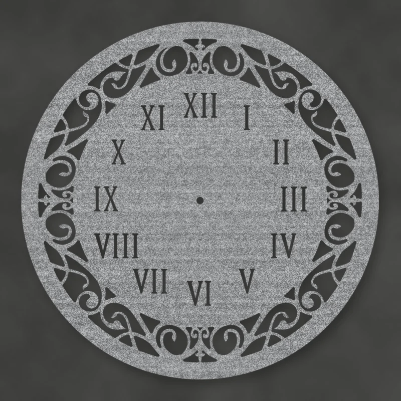 Classic Roman Numeral Metal Wall Clock Raw Steel / Rust animated finish preview Shopify Ready.
