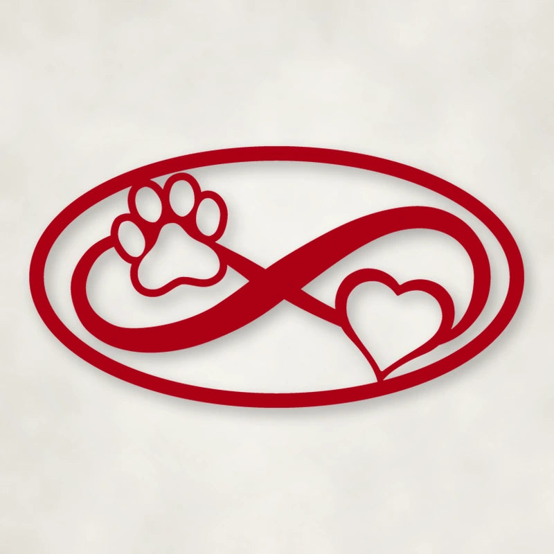 Dog Paw & Heart Infinity Sign shown in Gloss Red powder coat finish.