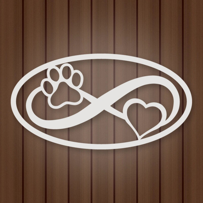 Dog Paw & Heart Infinity Sign shown in Gloss White powder coat finish.