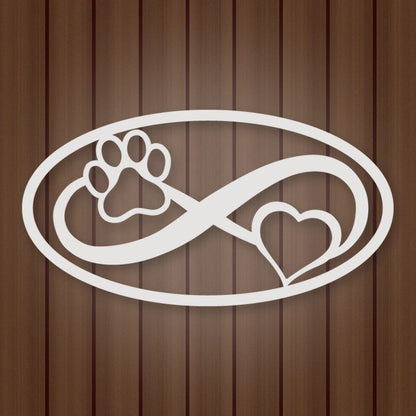 Dog Paw & Heart Infinity Sign shown in Gloss White powder coat finish.