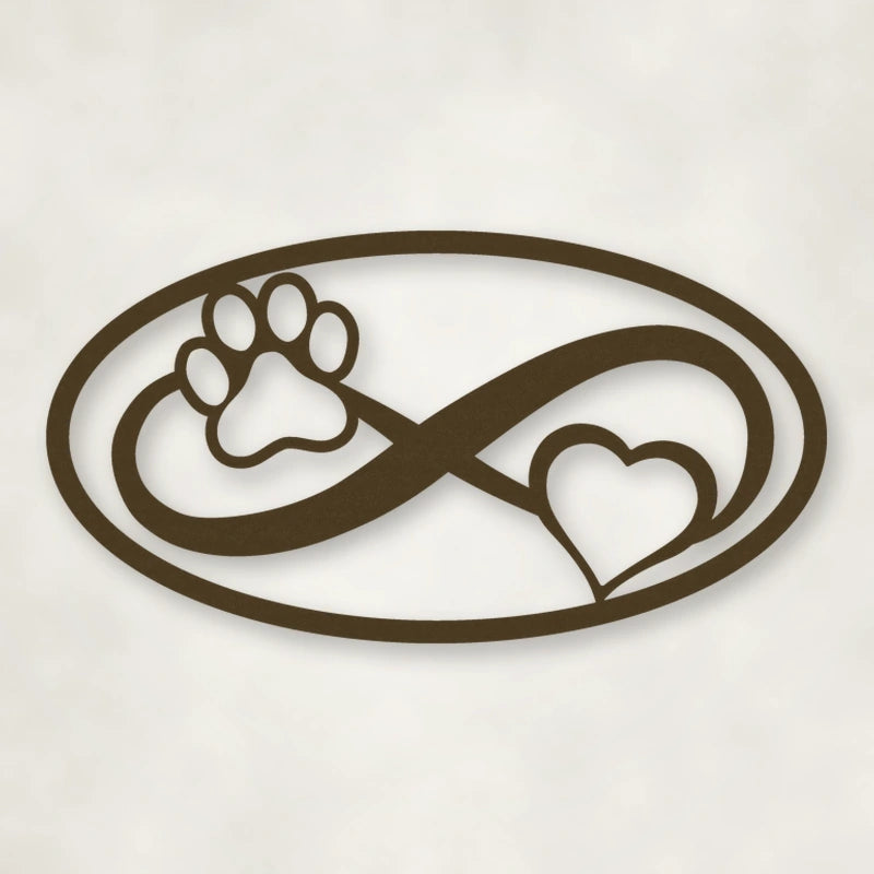 Dog Paw & Heart Infinity Sign shown in Metallic Bronze powder coat finish.