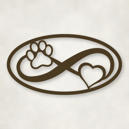 Dog Paw & Heart Infinity Sign shown in Metallic Bronze powder coat finish.
