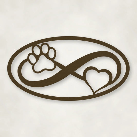 Dog Paw & Heart Infinity Sign shown in Metallic Bronze powder coat finish.