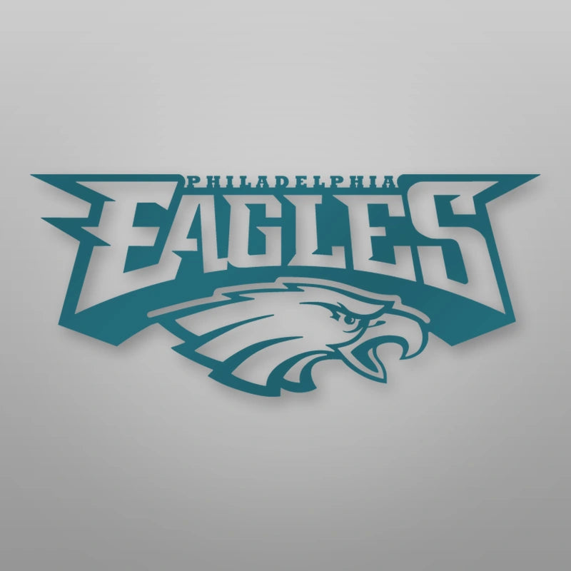 Eagles Logo Metal Sign shown in Midnight Green powder coat finish.