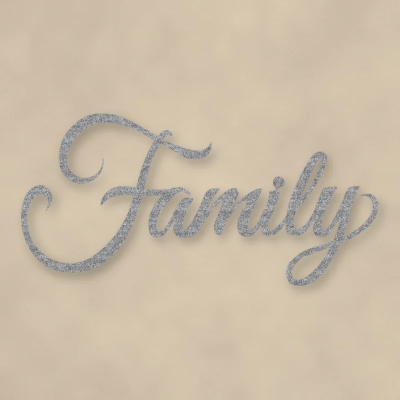 Family Script Metal Sign Raw Steel / Rust animated finish preview Shopify Ready.