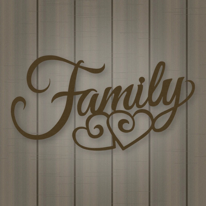 Family Script With Hearts shown in Metallic Bronze powder coat finish.