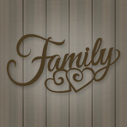 Family Script With Hearts shown in Metallic Bronze powder coat finish.