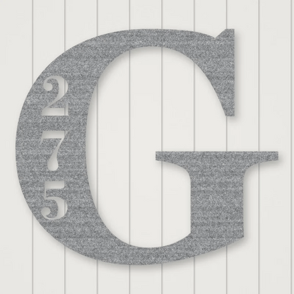 Personalized Initial Address Metal Sign Raw Steel / Rust animated finish preview Shopify Ready.