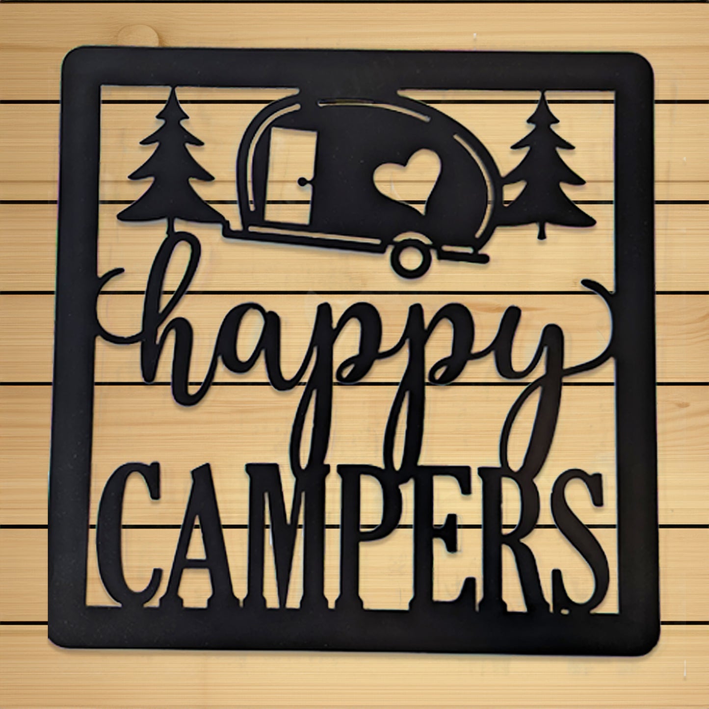 Happy Campers Square Metal Sign