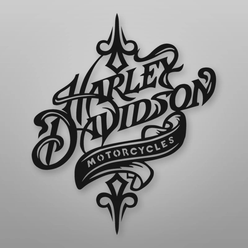 Harley Davidson Rustic Metal Sign shown in Matte Black powder coat finish.