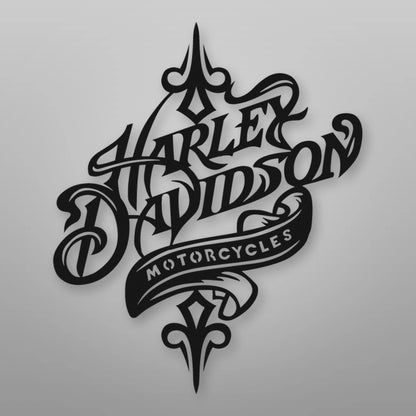 Harley Davidson Rustic Metal Sign shown in Matte Black powder coat finish.