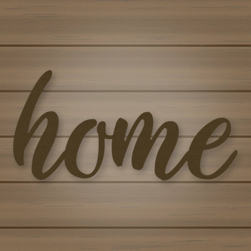 Home Script Metal Sign shown in Metallic Bronze powder coat finish.