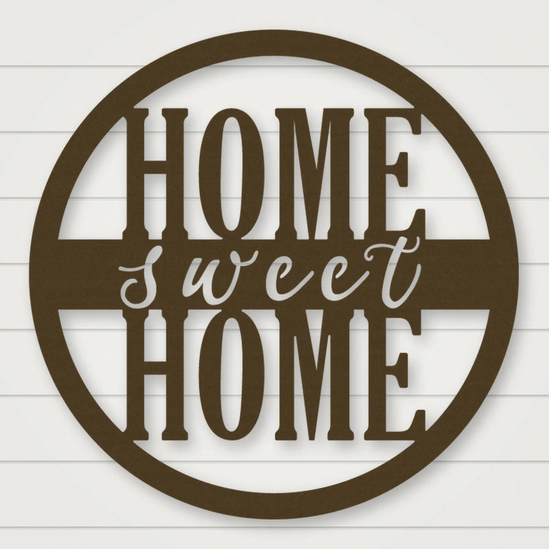 Home Sweet Home Sign - Script Style shown in Metallic Bronze powder coat finish.