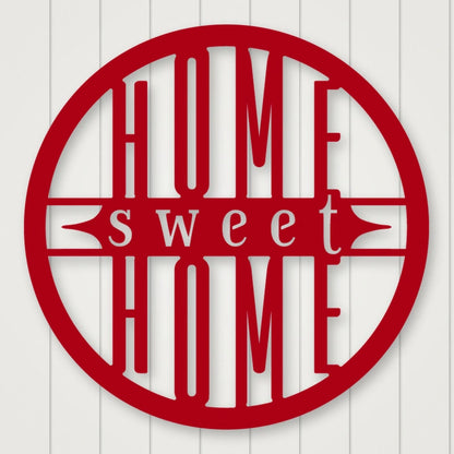 Home Sweet Home Sign - Bold Print shown in Gloss Red powder coat finish.