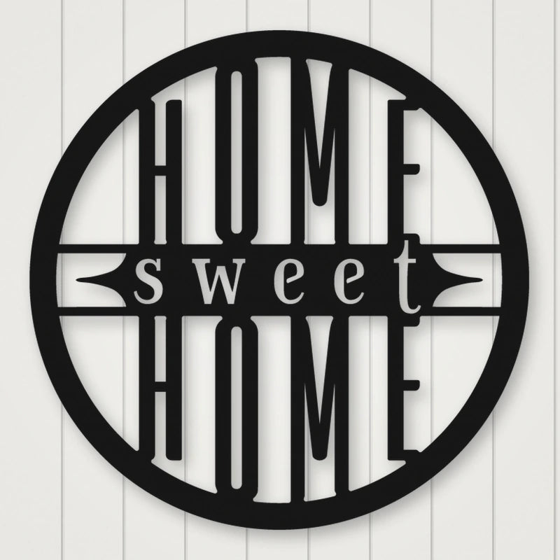 Home Sweet Home Sign - Bold Print shown in Matte Black powder coat finish.