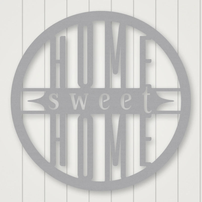 Home Sweet Home Sign - Bold Print shown in Metallic Silver powder coat finish.