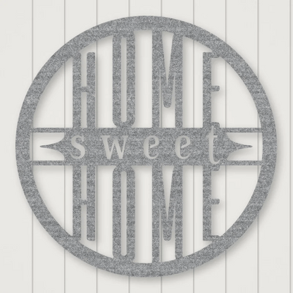 Home Sweet Home Sign - Bold Print Raw Steel / Rust animated finish preview Shopify Ready.