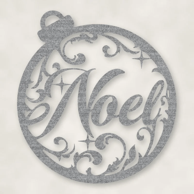 Noel Round Holiday Metal Sign Raw Steel / Rust animated finish preview Shopify Ready.