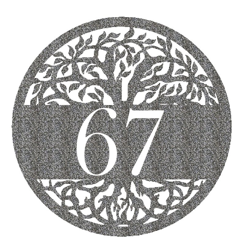 Tree of Life Metal Address Sign raw steel finish with 67 personalization