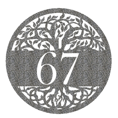 Tree of Life Metal Address Sign raw steel finish with 67 personalization