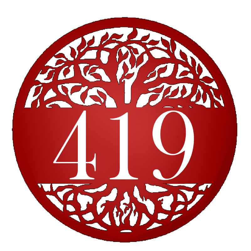 Tree of Life Metal Address Sign gloss red with 419 personalization