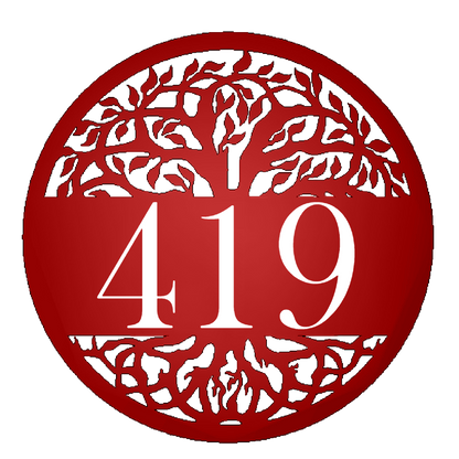 Tree of Life Metal Address Sign gloss red with 419 personalization