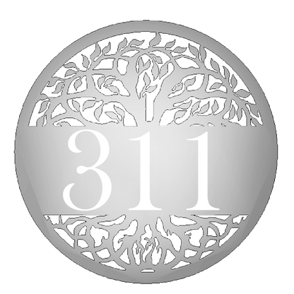 Tree of Life Personalized Round Address Sign Silver #311