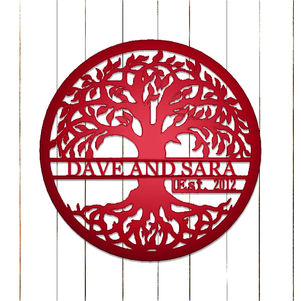 Tree of Life with Established Date Personalized Name Metal Sign