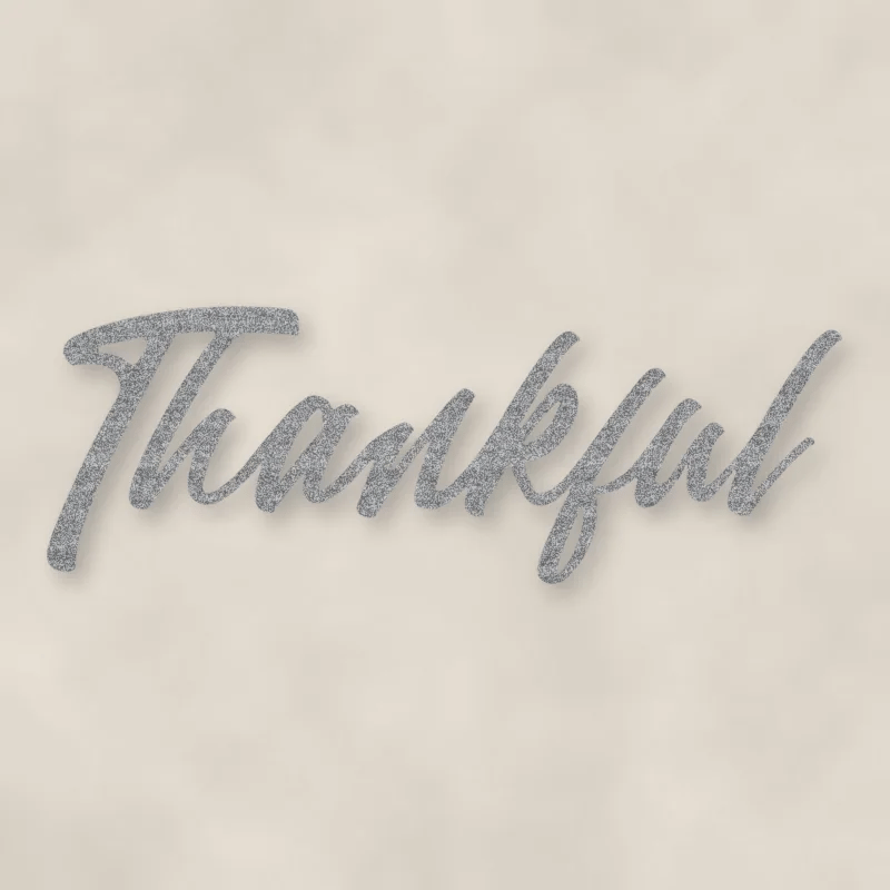 Thankful Script Metal Sign Raw Steel / Rust animated finish preview Shopify Ready.
