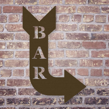 Bar Arrow Metal Sign shown in Metallic Bronze powder coat finish.