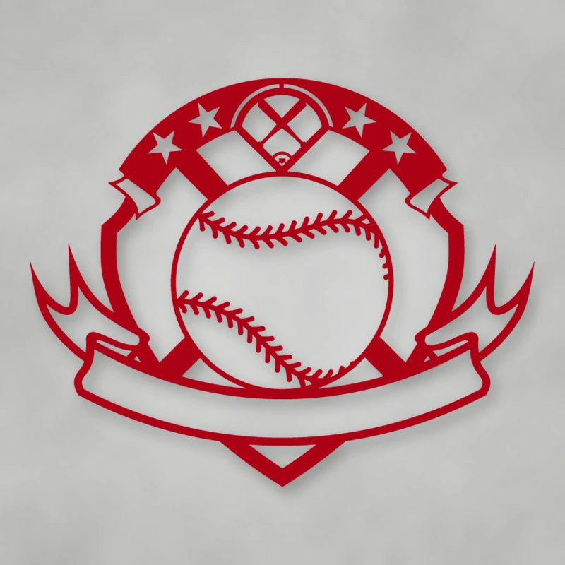 Personalized Baseball Sign shown in Gloss Red powder coat finish.