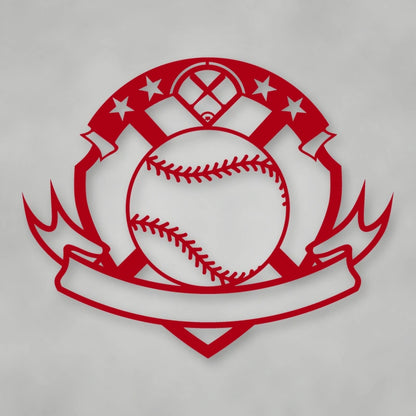Personalized Baseball Sign shown in Gloss Red powder coat finish.